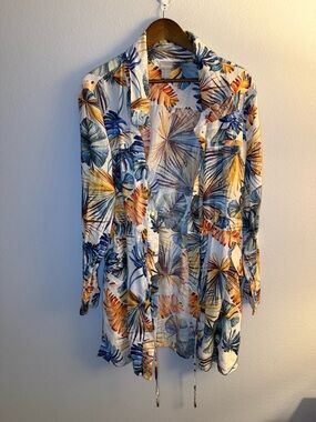 Chico's Multicolor Tropical Leaf Camp Shirt